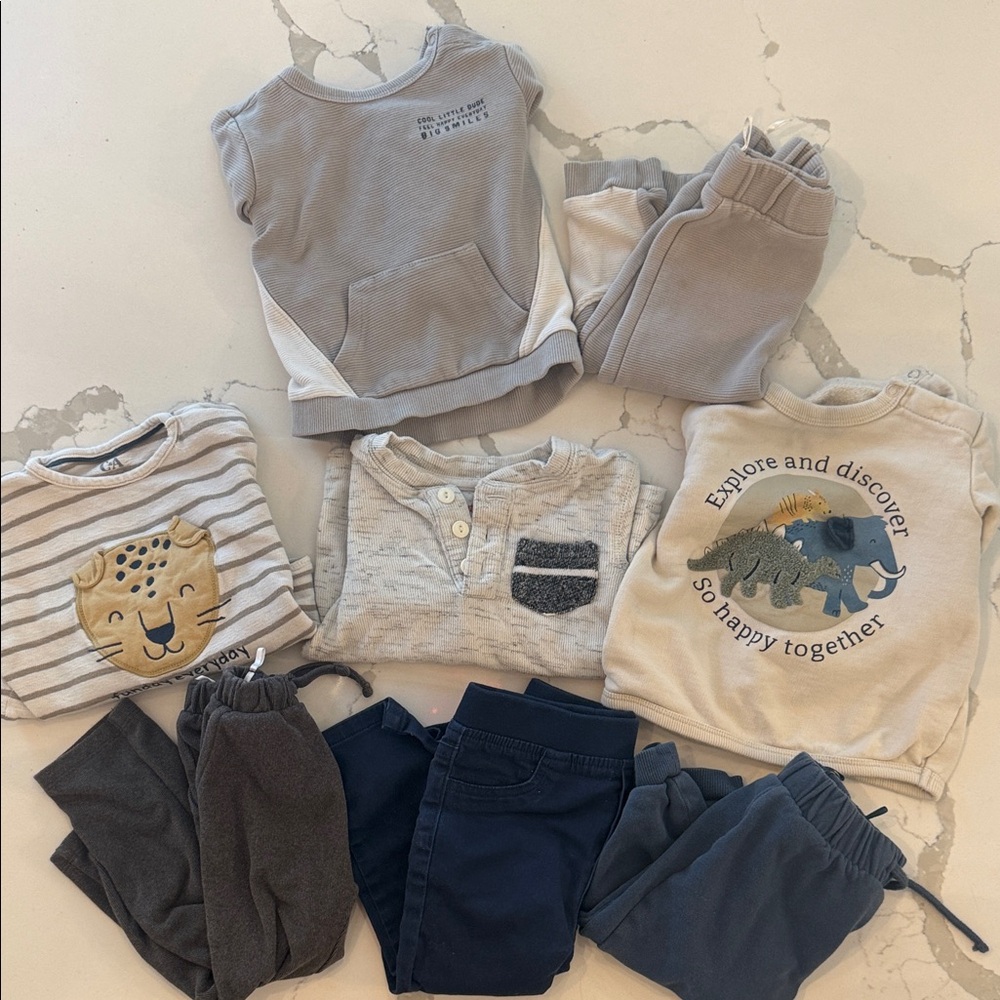 Gray and Blue Kids Jogger Pants